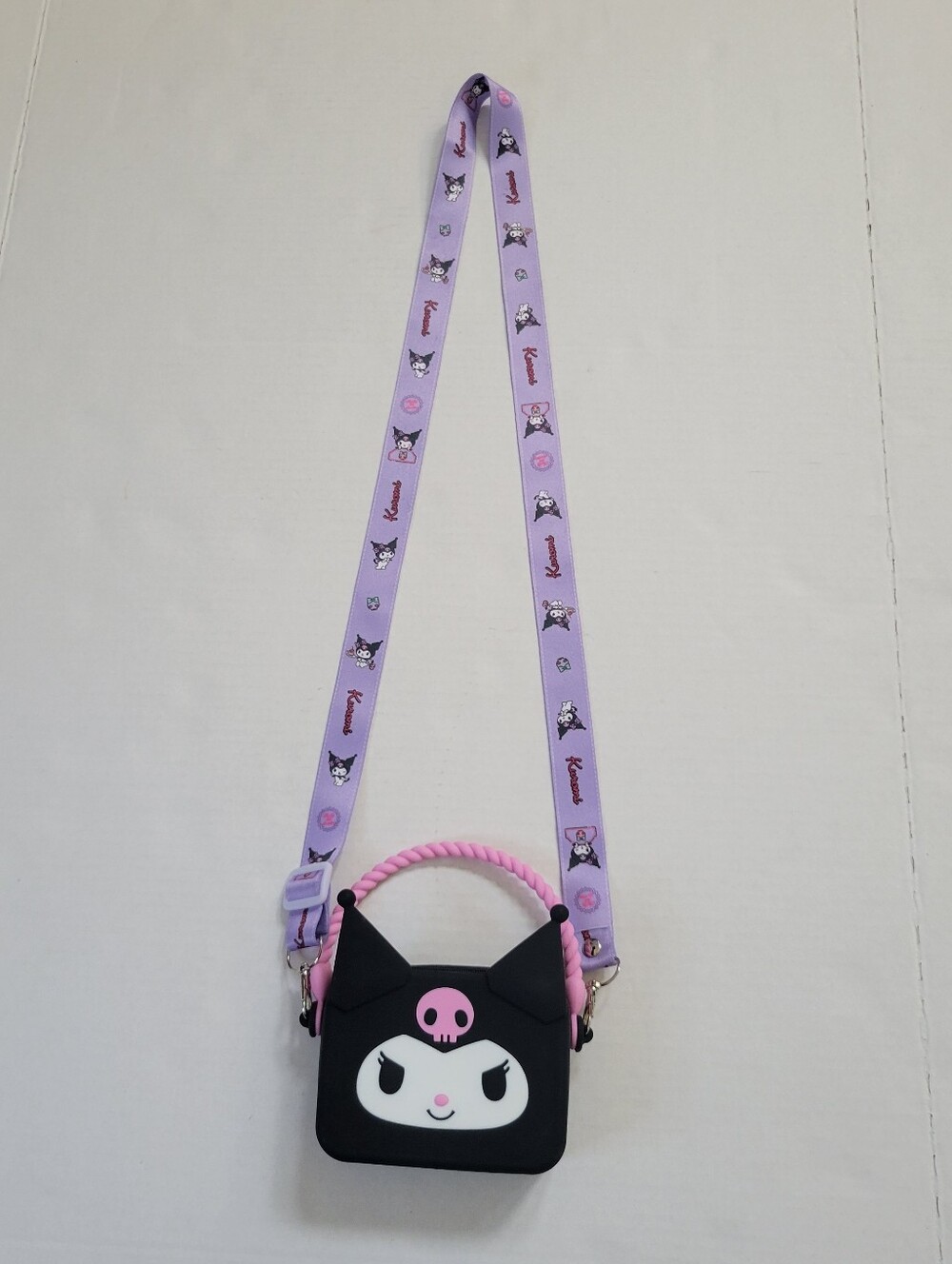 Sanrio Hello Kitty Kuromi Black Mini Crossbody Purse Bag Silicone. 5" x 4"